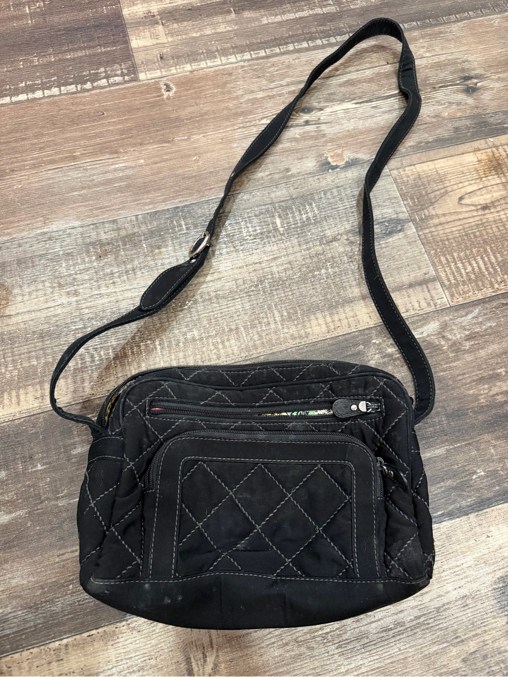 Vera Bradley Black Quilted Crossbody Shoulder Bag